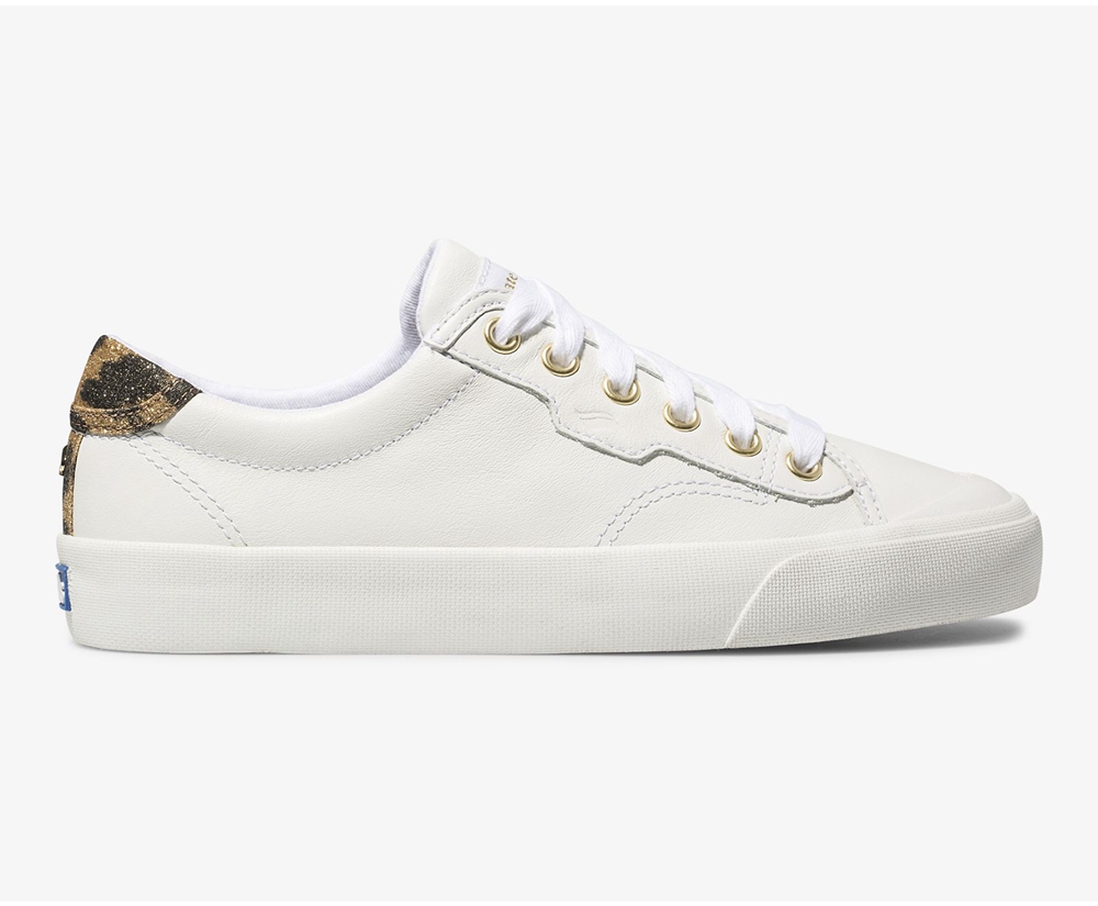 Πανινα Παπουτσια Γυναικεια - Keds Kate Spade New York Crew Kick 75 Δερματινα - Λευκα - LVPRK7325